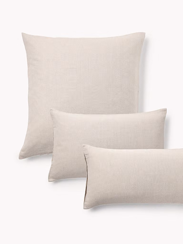 Westwing Collection Flanellen kussenhoes Wanda met visgraatpatroon, 40 x 80 cm