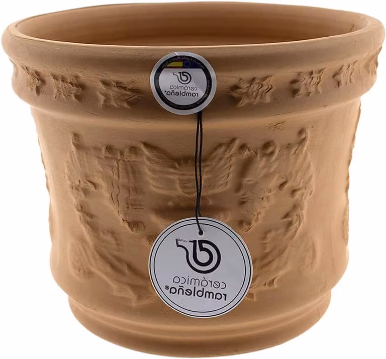 Terracotta bloempot met drainagegat - Rood - B/D/H: 22 x 22 x 17 cm