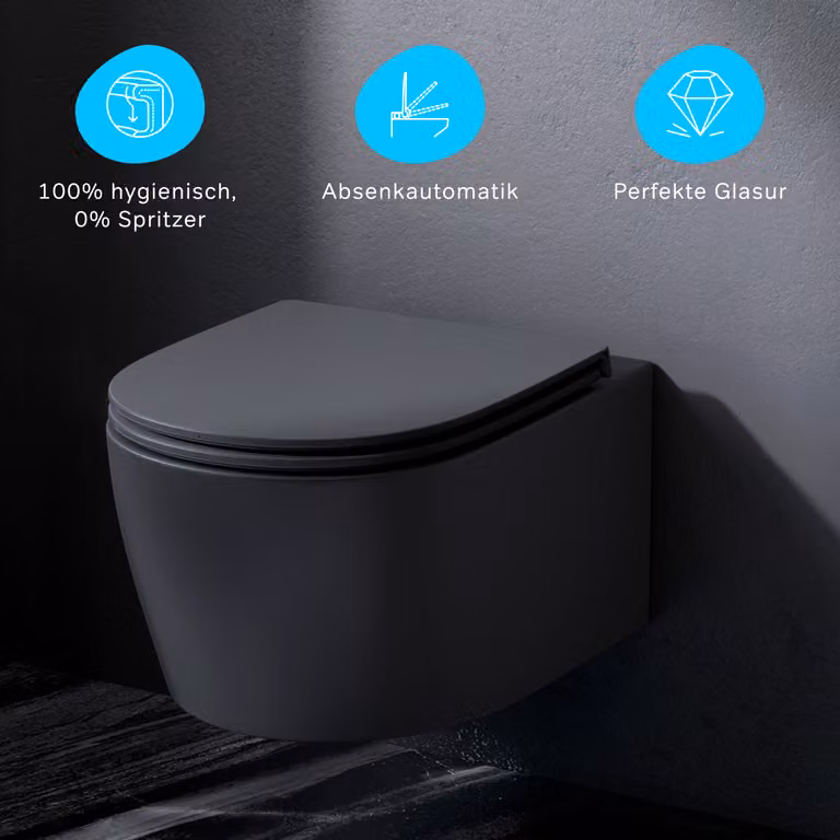 AM.PM X-Joy S wandcloset met FlashClean technologie en softclose toiletzitting, zwart keramiek