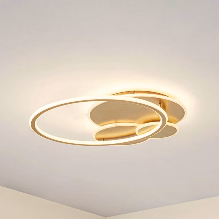 Lucande Circulo LED plafondlamp - Goud/Messing - Rond - Modern - Dimbaar