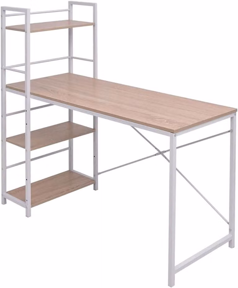 Efficiënt en ruimtebesparend bureau met geïntegreerde boekenkast voor jouw home office - B/D/H: 120 x 52 x 120 cm