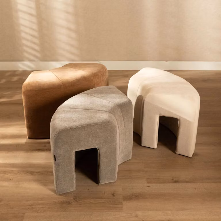 Modulaire hoekhocker Seth chenille terracotta oranje