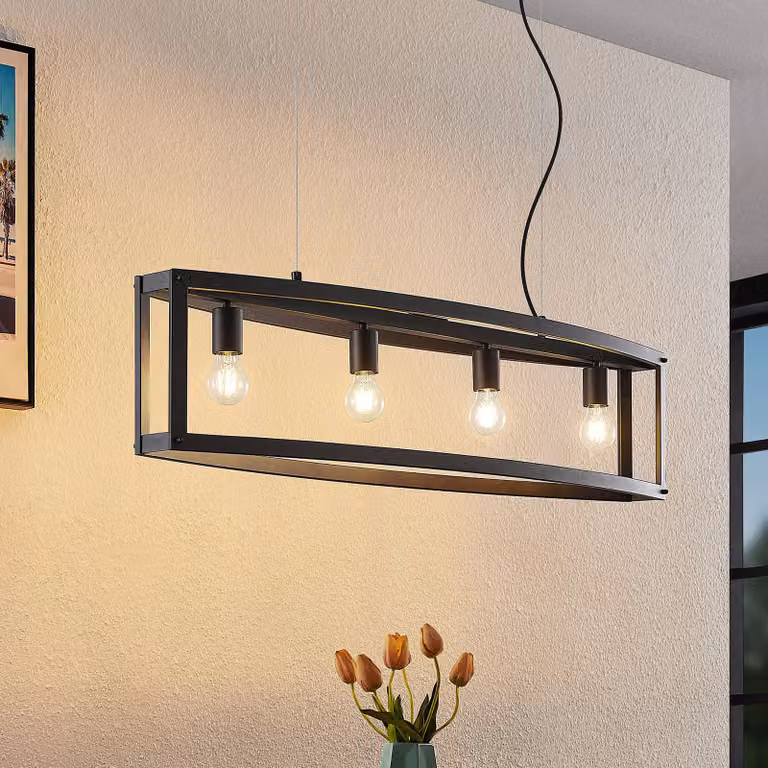 Lindby Hanglamp zwart metaal landelijke stijl voor woonkamer en eetkamer