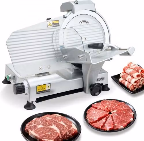 VEVOR Universele Elektrische Vleessnijmachine met 25 cm Mes, 320 W, Instelbare Dikte 0-10 mm, voor Ham en Biefstuk