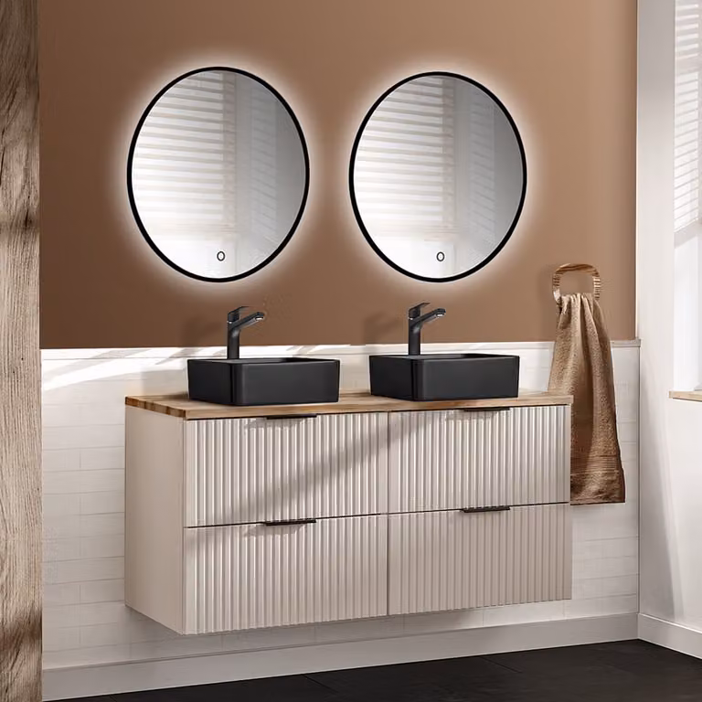 Lomadox Adelaide 3-delige wastafelset met 120cm wastafel in kasjmier en eiken