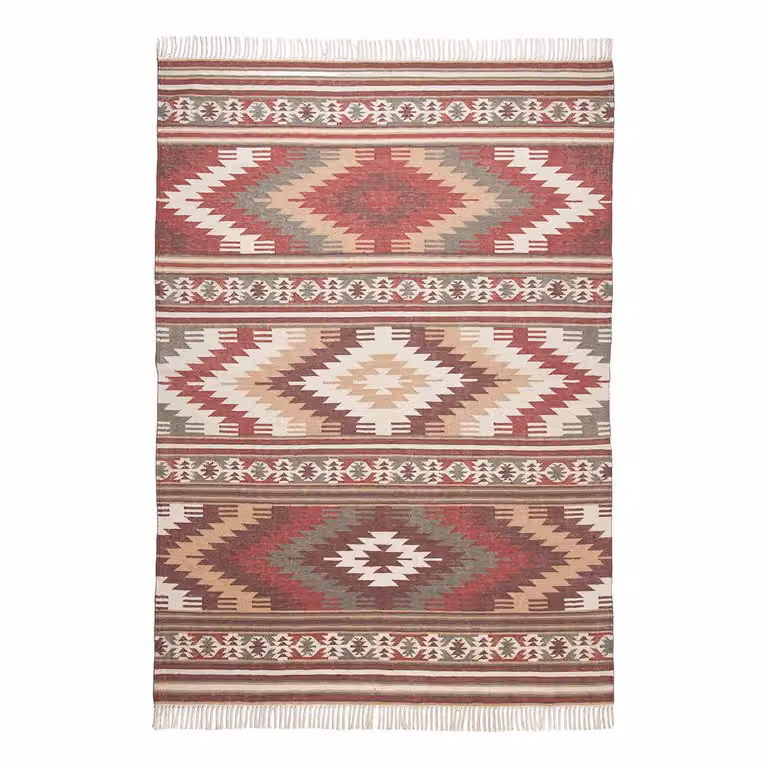 home24 Vloerkleed Kilim II rood/crèmekleurig B: 160 cm, D: 230 cm