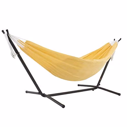 Vivere Double Polyester Hangmat met standaard - 250 cm - Yellow