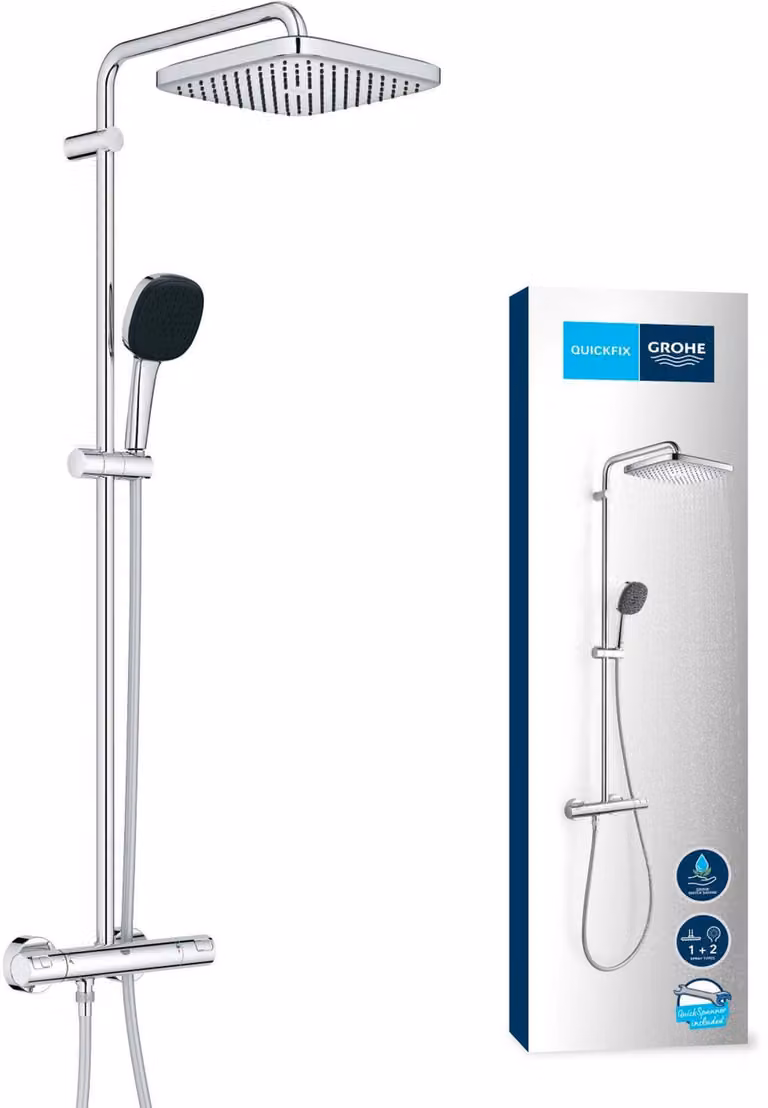 GROHE Vitalio Comfort 250 Douchekolom met Thermostatische Mengkraan - Chroom - Waterbesparend - 26696001