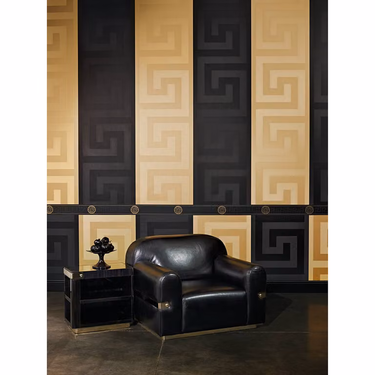 home24 Vliesbehang Greek Luxe I zwart, 70 x 1005 cm