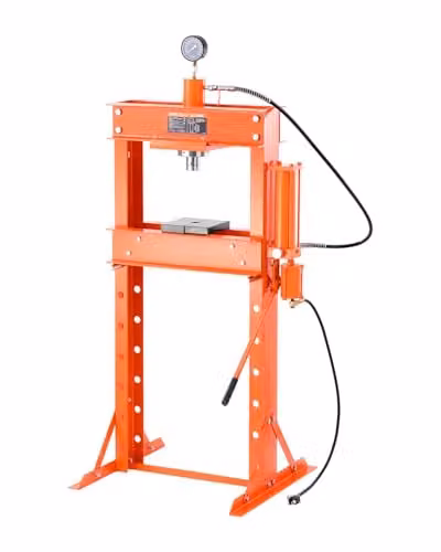 VEVOR Hydraulische pneumatische werkplaatspers 20 t H-frame met persplaat en driehoekige ondersteuning, oranje, B/D/H: 175 x 85,5 x 70 cm