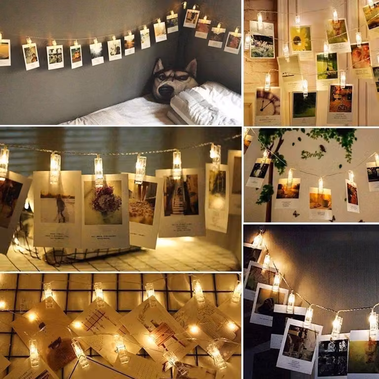 LED-Foto-Lichtsnoer Warm Wit 6m op Batterijen