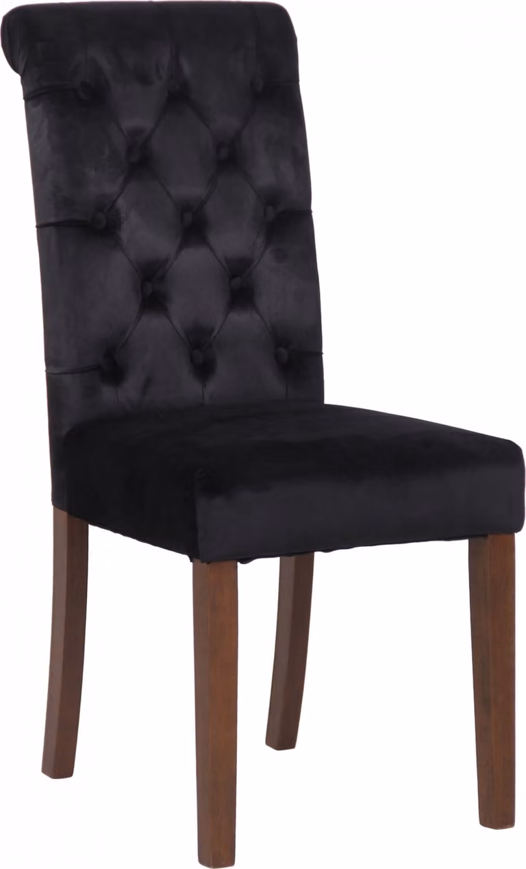 CLP Esszimmerstuhl Lisburn, Chesterfield-stijl met rugleuning, zwart fluweel
