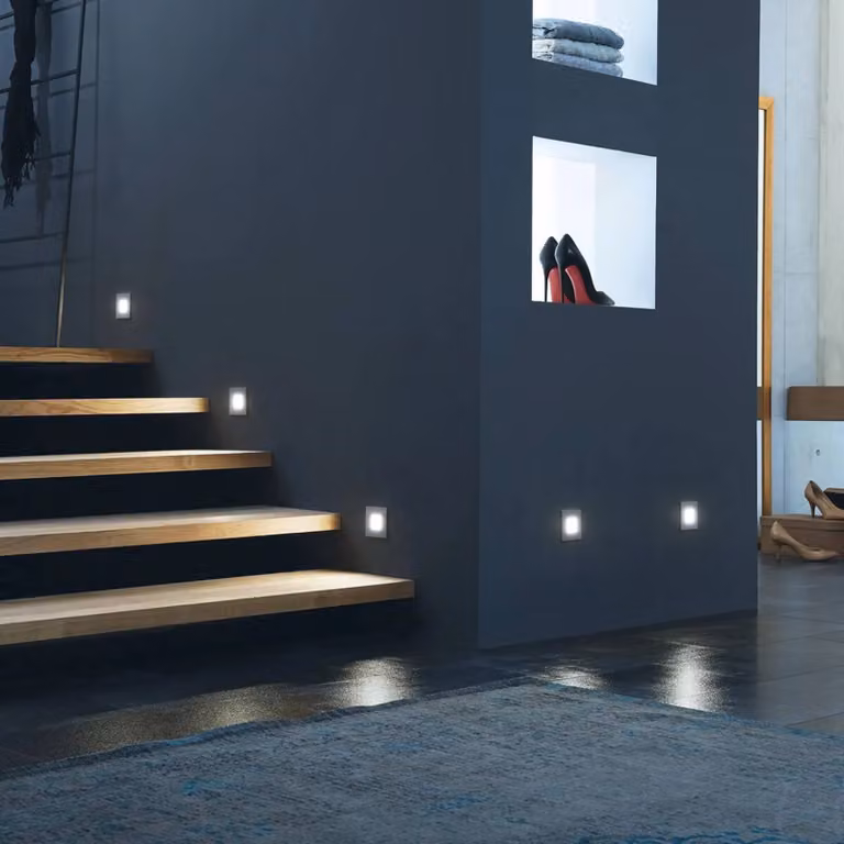 Hera LED inbouwwandlamp Wall F, grijs/zilver, 0,9 W, 7,5 x 7,5 cm
