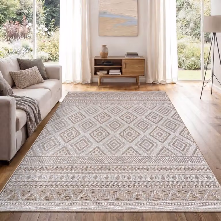 Vemera Vloerkleed Modern Boho Ethno Patroon voor Binnen en Buiten, 60 x 100 cm