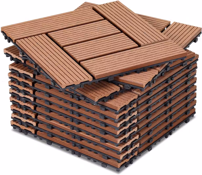 Set van 11 Bruine WPC Composiet Terrastegels Mozaïek - 30 x 30 cm - 1 m²
