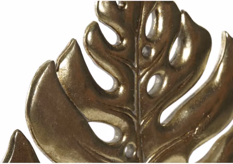 DKD Home Decor Decoratieve figuren Blad van een plant Zwart en Goud van Metaal en Hars, B/D/H: 25,5 x 6 x 34 cm
