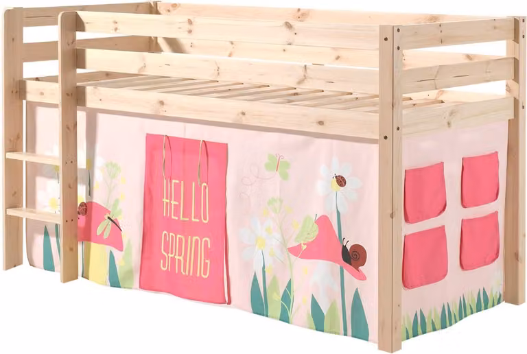 Vipack Halfhoogslaper Charlotte met bedtent Spring, Bruin, 90 x 200 cm