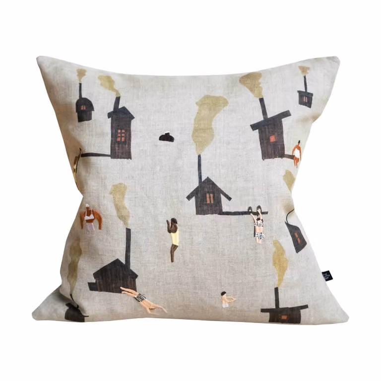 Fine Little Day Sauna kussenhoes Beige 45 x 45 cm