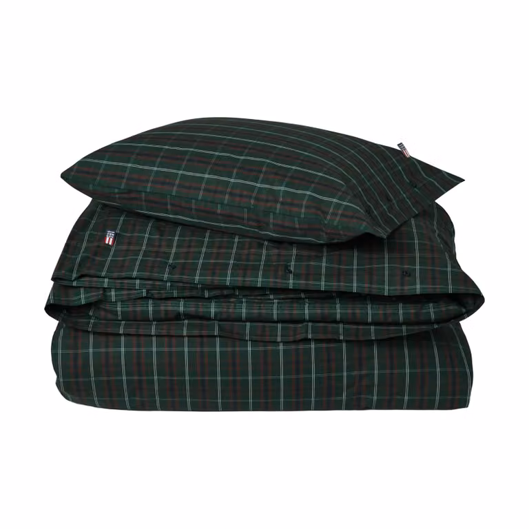 Lexington Checked katoen percale dekbedovertrekset Green-navy