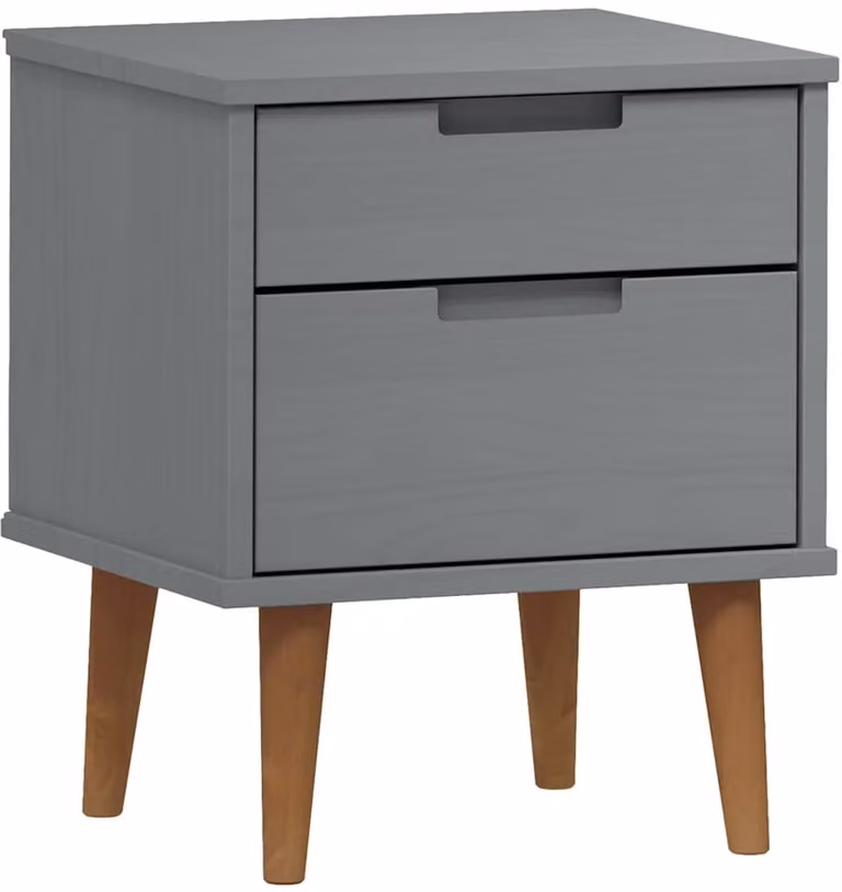 vidaXL Nachtkastje MOLDE Scandinavisch Design - Massief Grenenhout - Grijs - B: 40 cm, D: 35 cm, H: 48 cm