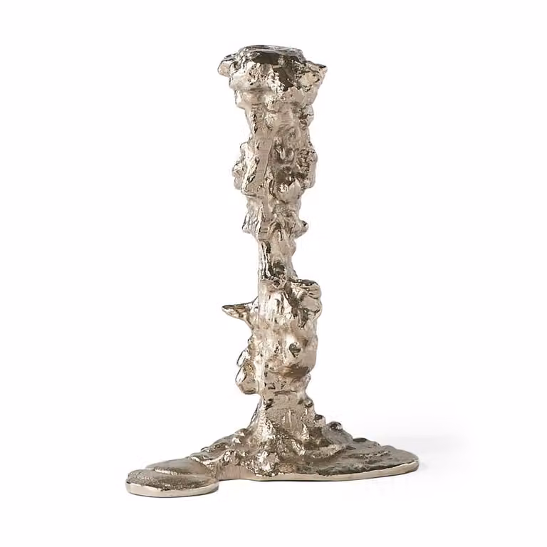 POLSPOTTEN Drip kandelaar voor stompkaarsen, Zilver, Hoogte: 25 cm