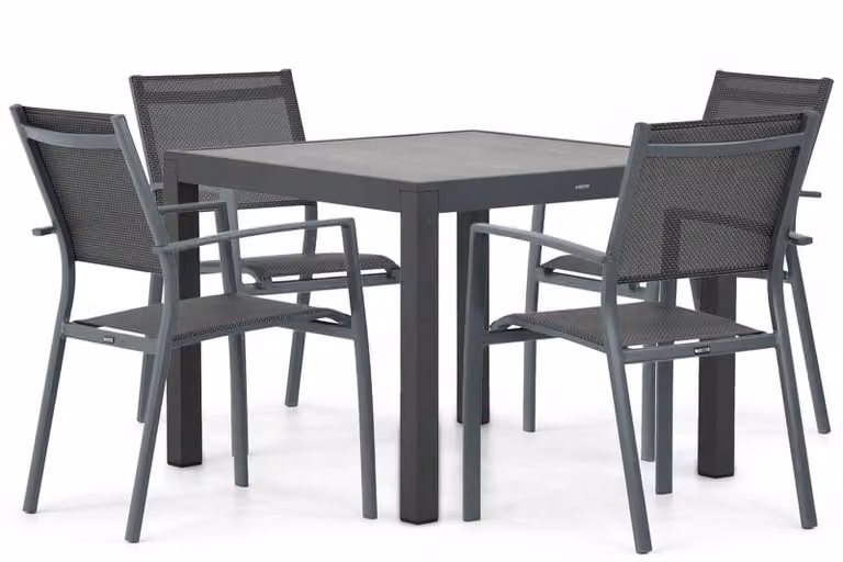 Lifestyle Garden Furniture Sella/Residence Dining Tuinset met keramische tafel en aluminium stoelen, Antraciet
