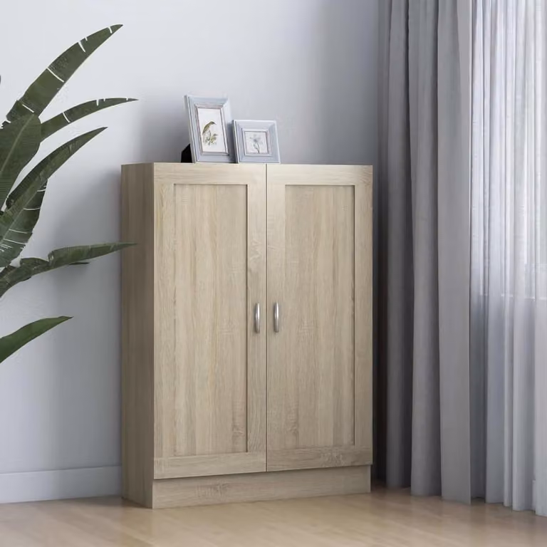 Houten Boekenkast en Archiefkast met Drie Ruime Vakken voor Kantoor of Woonkamer, B/D/H: 825 x 305 x 115 cm