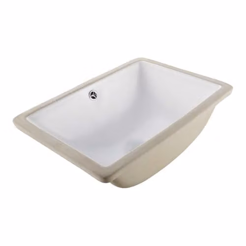 VEVOR Moderne Onderbouwwastafel, Rechthoekige Keramische Handwasbak met Overloop, Wit, B/D/H: 46 x 33 x 18,5 cm