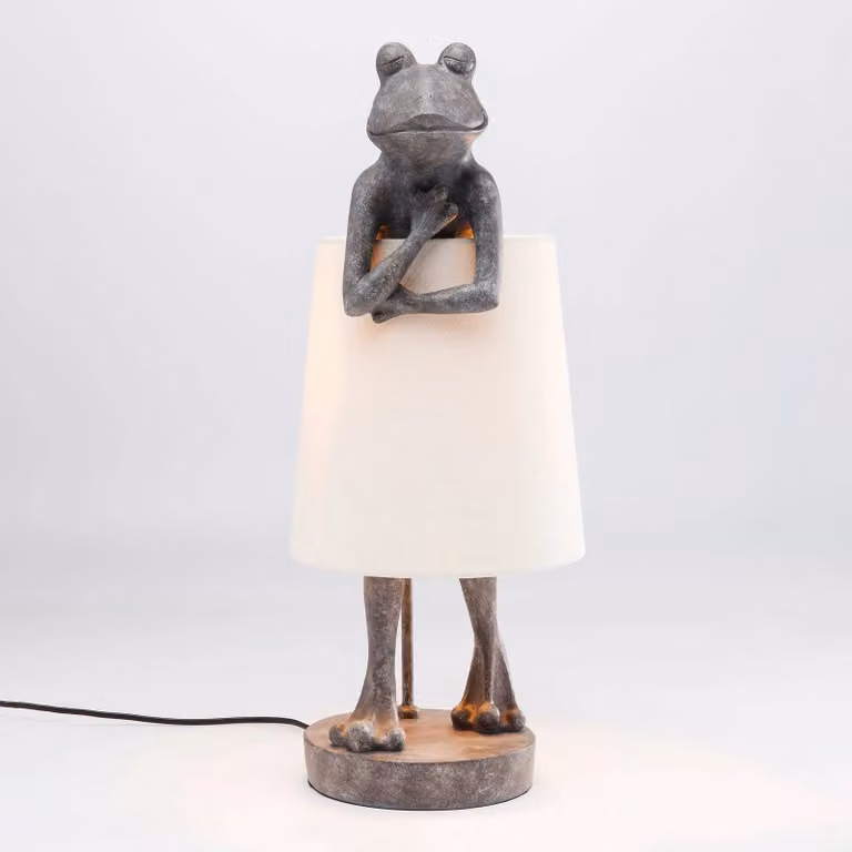 Kare Design Tafellamp Animal Kikker in Grijs en Wit