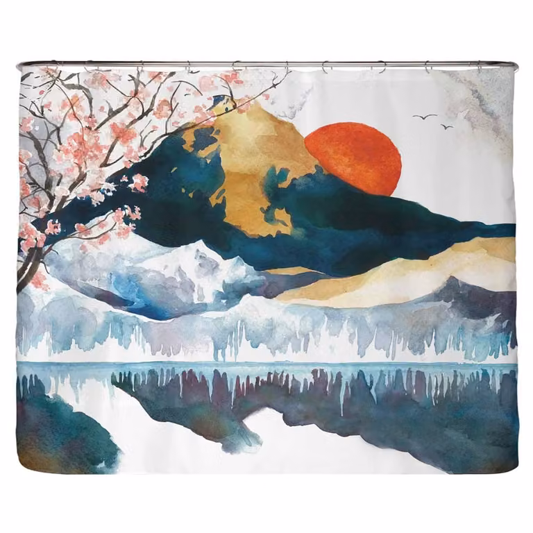home24 Japan gerecycled douchegordijn microvezel multicolor B: 240 cm, H: 200 cm