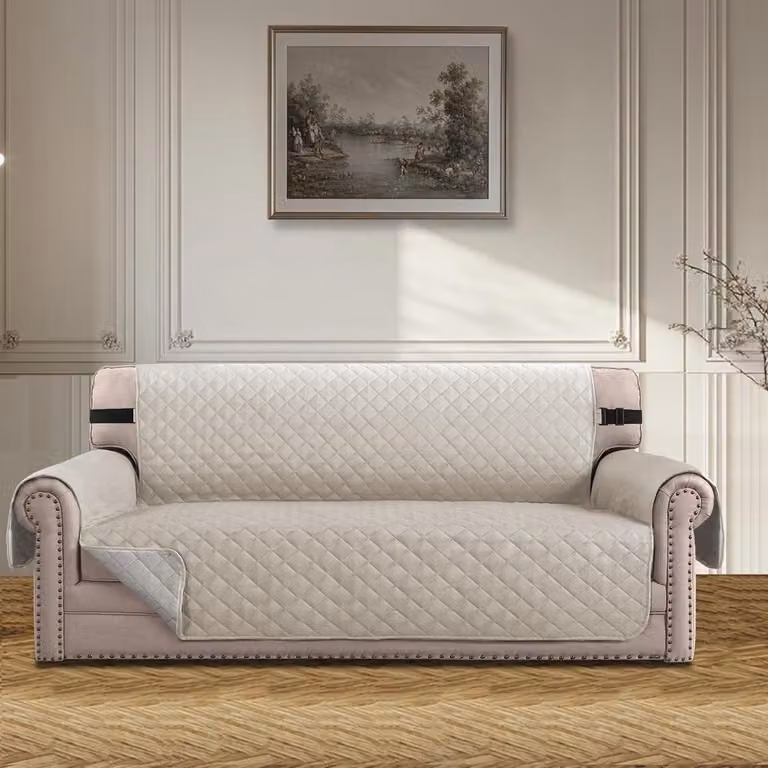Bankhoes voor 3-zits bank in Frenchoak met zijzakken, Zitvlak: 172 cm
