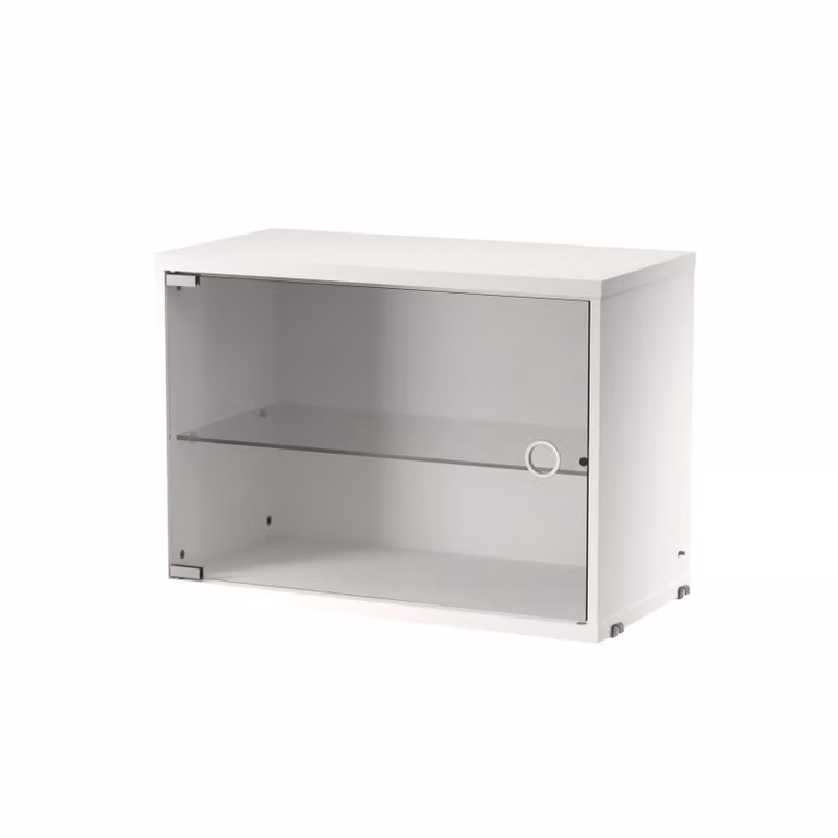 String Vitrinekast Wit met Glazen Deuren en Interne Planken, B: 58 cm, D: 30 cm