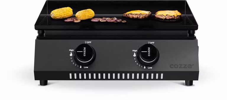 Cozze G-400 Gas Plancha BBQ met 2 gasbranders en tabletop design voor tuin, balkon of terras