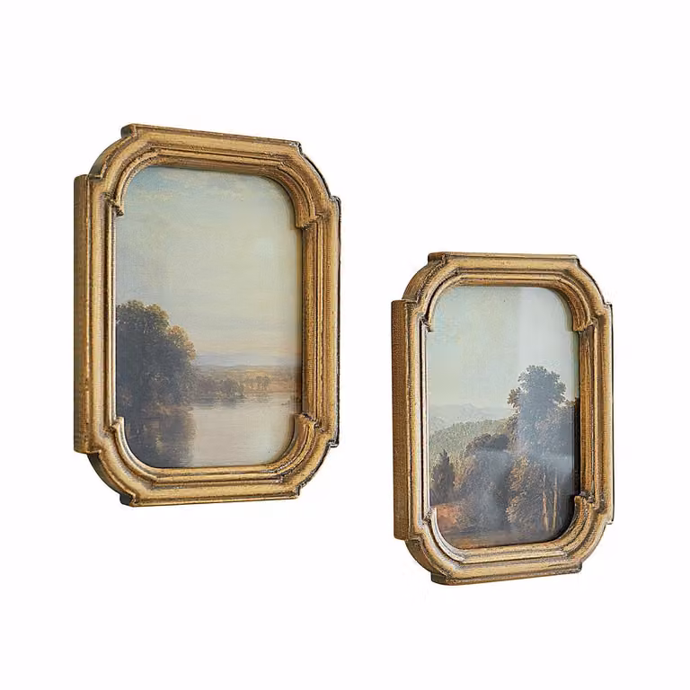 LOBERON Schilderij set van 2 Fleuroix antiekgoudkleurig