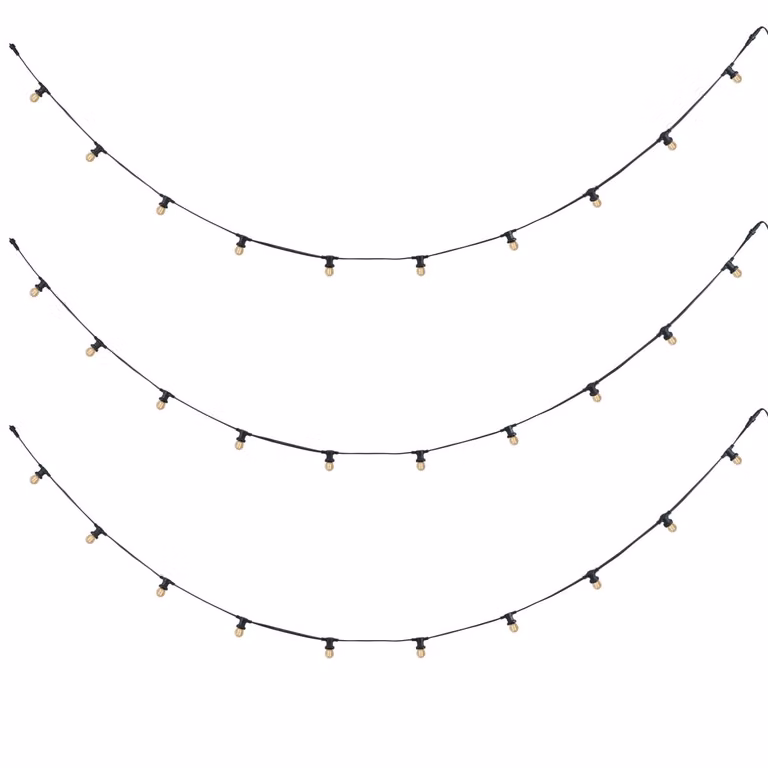 Qazqa Lichtsnoer zwart met warm wit LED-licht, koppelbaar, IP44, 14m met E27 fitting en stekker
