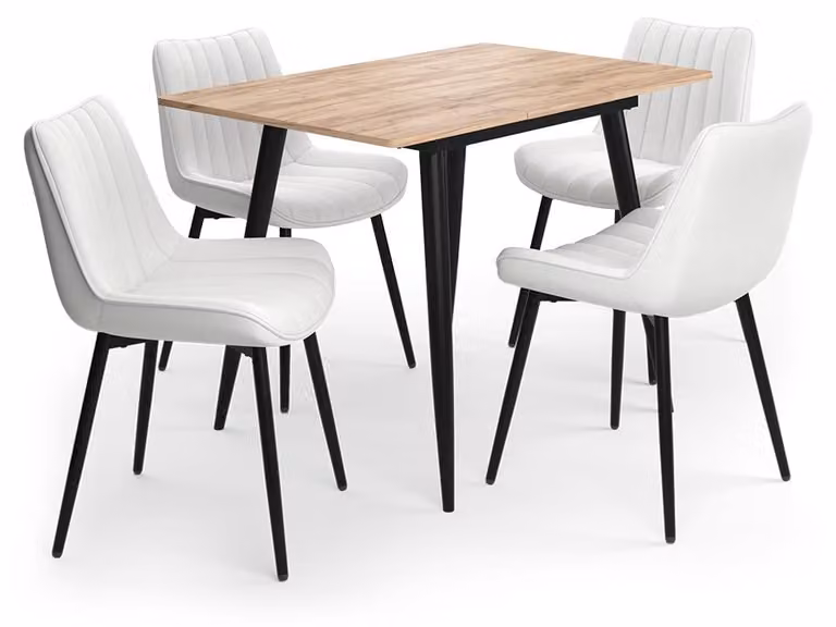 Vicco Beaver Eettafelset met 4 stoelen, Goudkleurig Eiken/Zwart en Beige, B/D/H: 110 x 70 x 75 cm