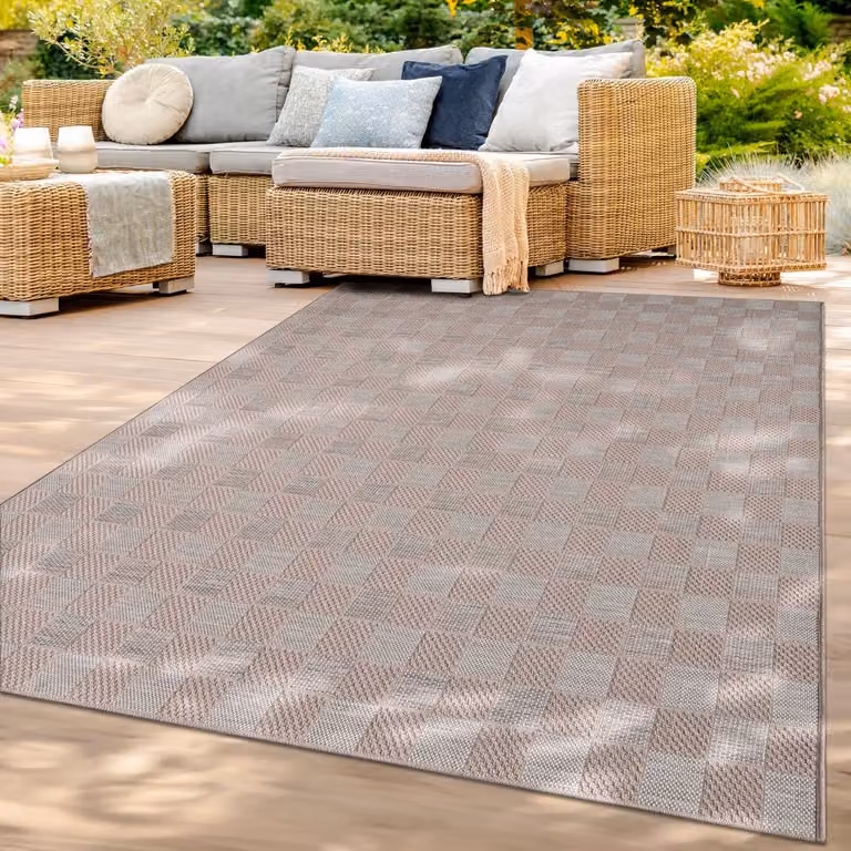 TT Home Rond Vloerkleed met Boho Geometrisch Patroon Beige 120 x 160 cm