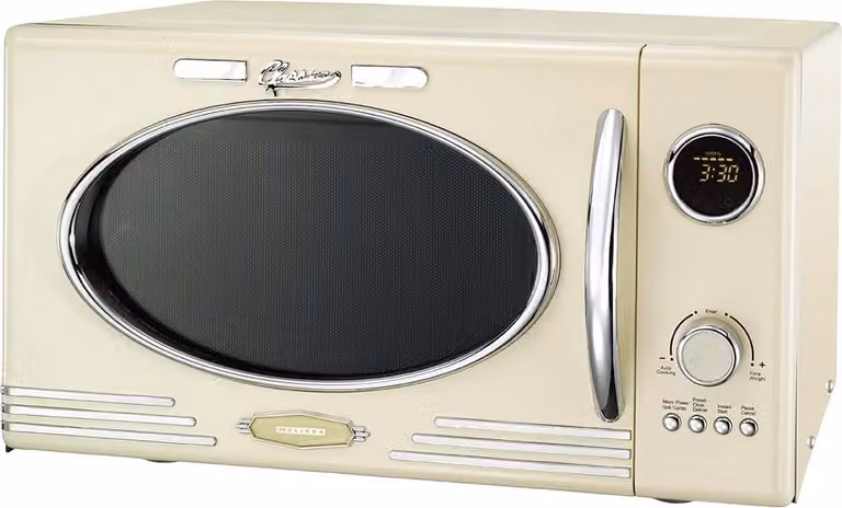 Melissa 16330128 Retro Magnetron met grillfunctie, 1000 Watt, 23 Liter, crème