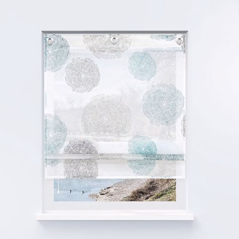 Blauw Vouwgordijn met print voor in de woonkamer - 60 x 140 cm