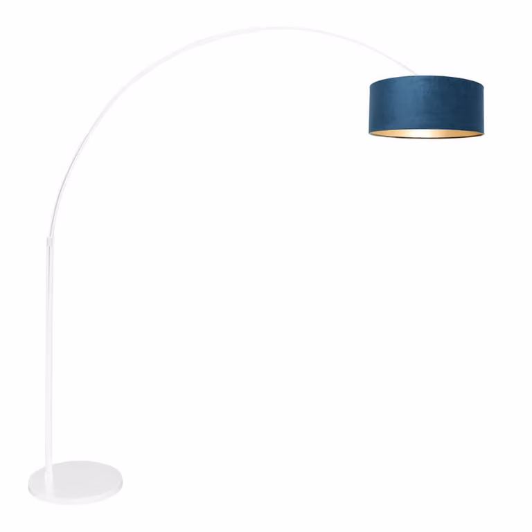 Steinhauer Sparkled booglamp in blauw en wit met velours kap en E27 fitting