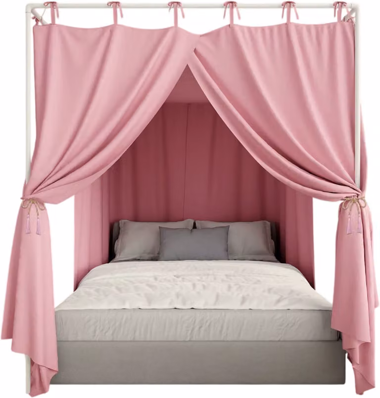 Blackout Bedhemel met Gordijnen – Lichtdicht Hemelbed Canopy voor Volwassenen – Roze – B/D/H: 152 x 203 x 190 cm