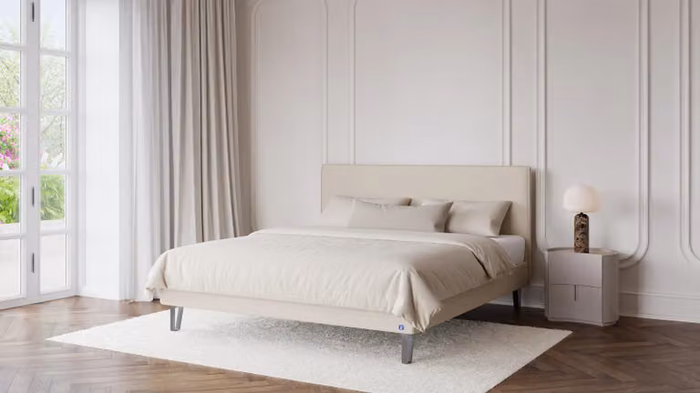 BRUNO Classic Bed Beige met Matras en Lattenbodem B/D: 140 x 200 cm