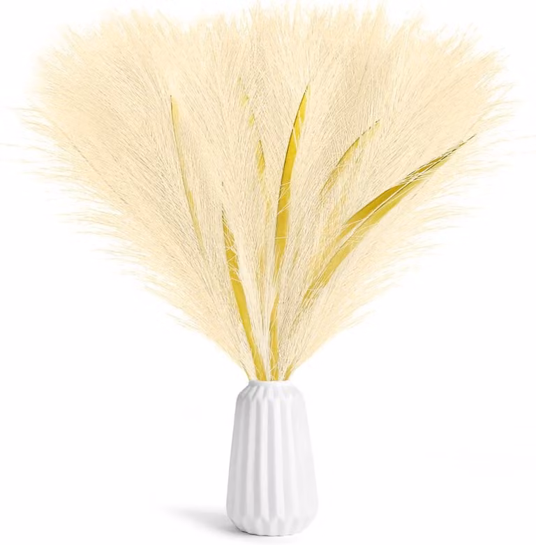 SnelShoppen 6 stuks Pampas Gras Decoratie - Beige Kunstmatige Droogbloemen voor Boho Woonkamer en Slaapkamer