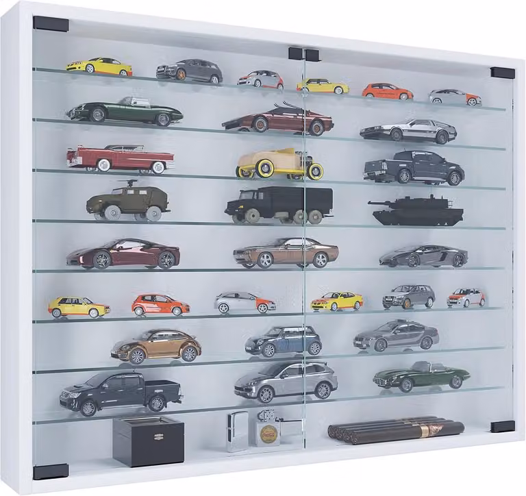 XXL Houten Wandvitrine met Glazen Deuren voor Verzamelingen