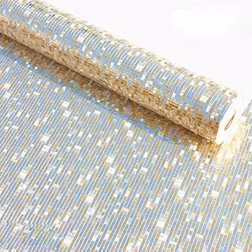 KeTian Luxe Behang met Goudfolie en Mozaïek Effect, Lichtgoud, Breedte: 0,53 m, Lengte: 10 m