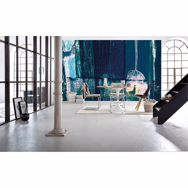 home24 Fotobehang Bottles Lifting Multicolour Blau Abstract Modern Breedte: 500 cm, Hoogte: 280 cm