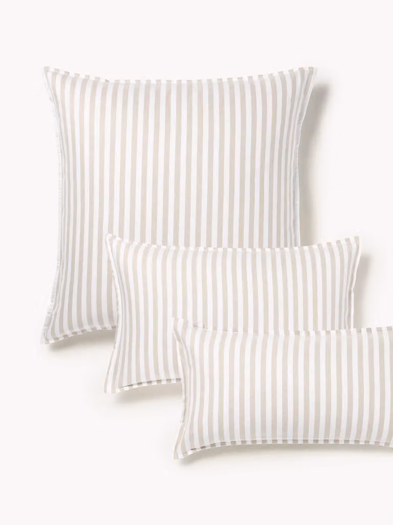 Westwing Collection Gestreepte flanellen kussenhoes Yola 80x80 cm