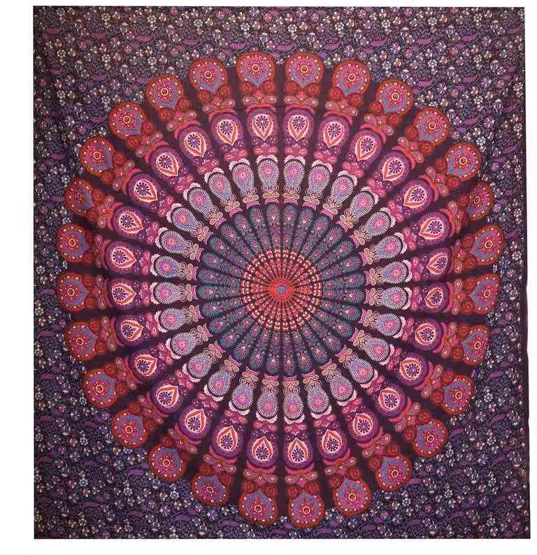 Katoenen bedsprei en wandkleed met klassieke mandala design, 200 x 230 cm