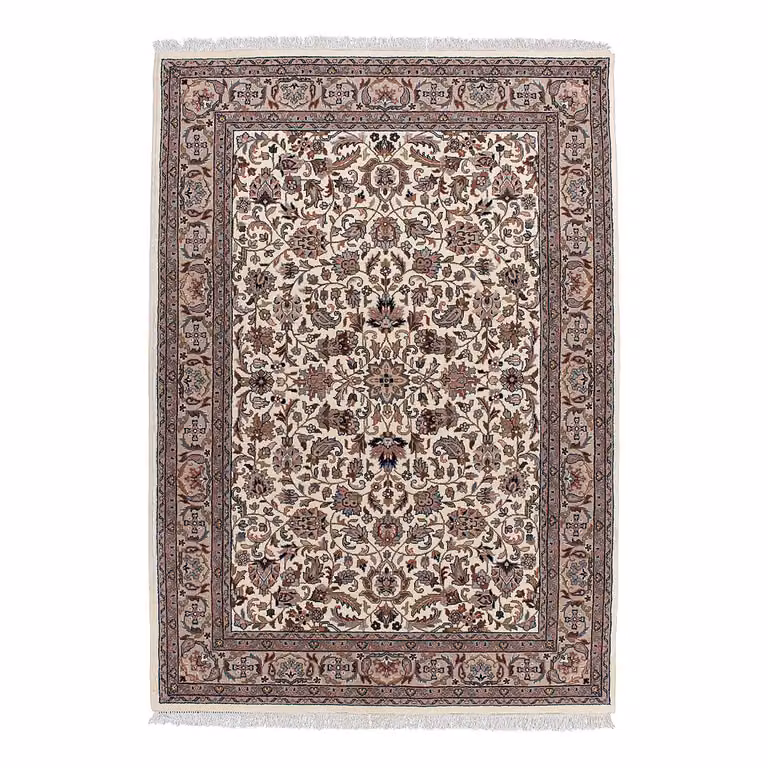 home24 Wollen vloerkleed Benares Isfahan beige/crèmekleurig B/D: 200 x 300 cm