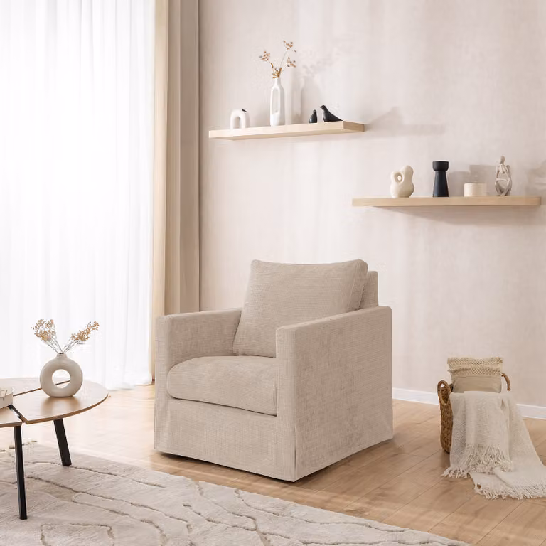 home24 Extra hoes voor fauteuil Chenisty beige Chenille B/D/H: 84 x 89 x 95 cm